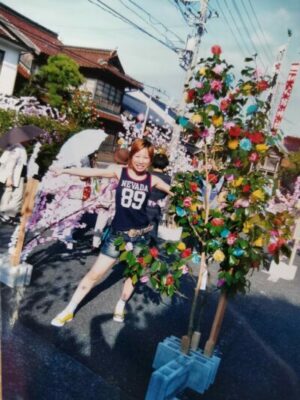 技能実習をしていた頃、長浜の八朔花祭りにて。